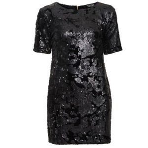 Topshop Black sequin mini dress sz 2
